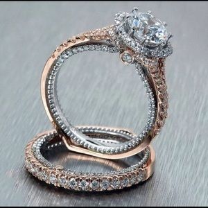 Rose Gold Plated Wedding Ring Set Size 8